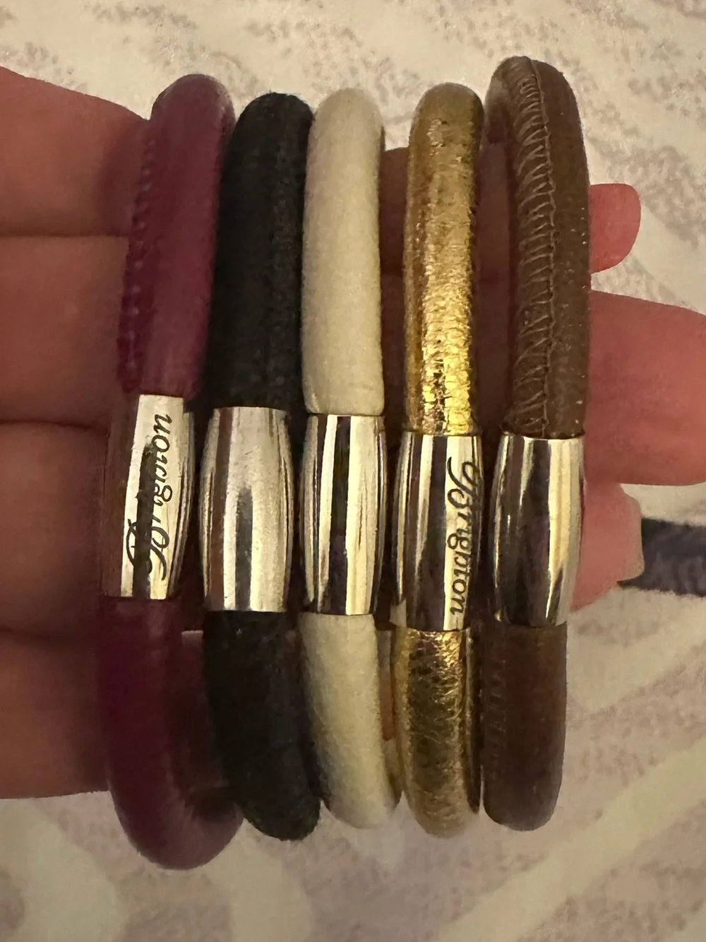 Set of Women's Multicolor Woodstock Bracelets.